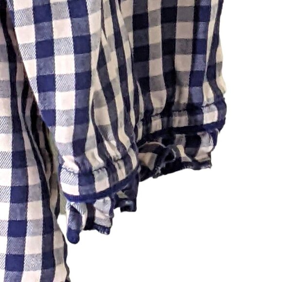 Victoria's Secret Blue Checkered Plaid 3/4 Sleeve 100% Cotton PJ Top Size Medium - Picture 4 of 7